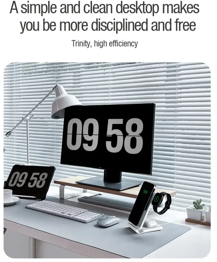 Nillkin PowerTrio 3in1 belaidis įkroviklis MagSafe Apple Watch baltos spalvos (MFI)