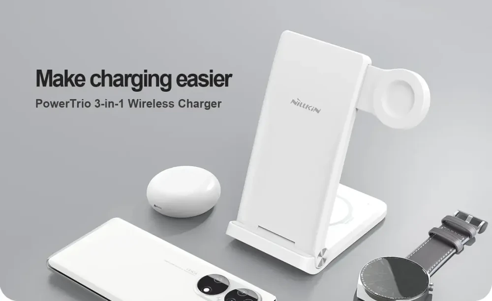 Nillkin PowerTrio 3in1 belaidis įkroviklis skirtas Huawei Watch baltos spalvos