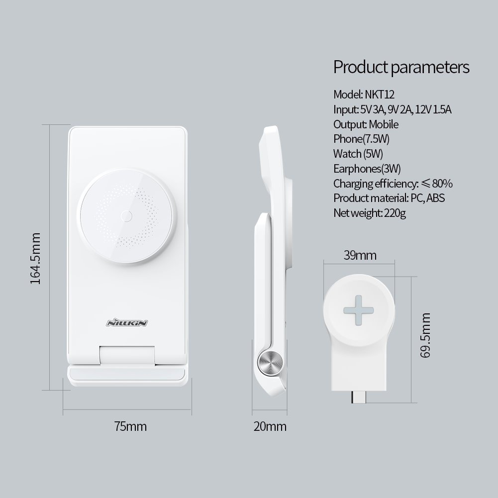 Nillkin PowerTrio 3in1 belaidis įkroviklis MagSafe, skirtas Samsung ...