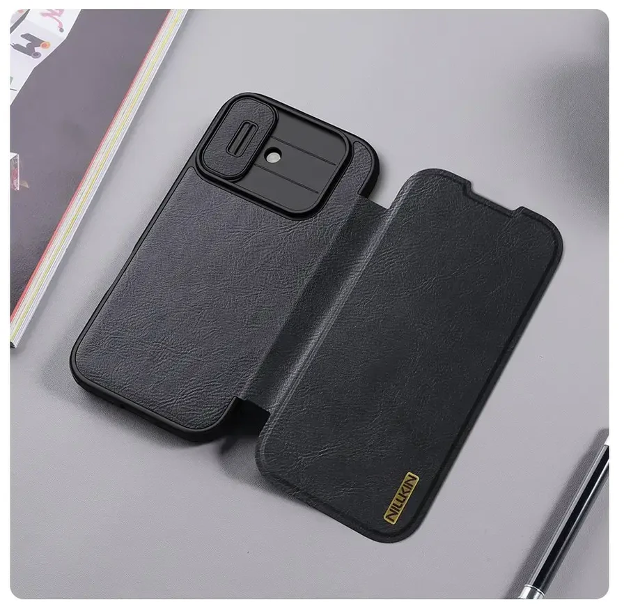 Nillkin Qin Book PRO dėklas skirtas Apple iPhone 17 juodos spalvos