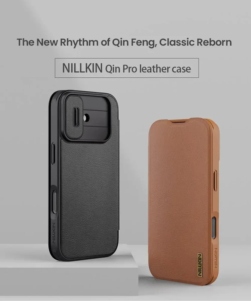 Nillkin Qin Book PRO dėklas skirtas Apple iPhone 17 juodos spalvos