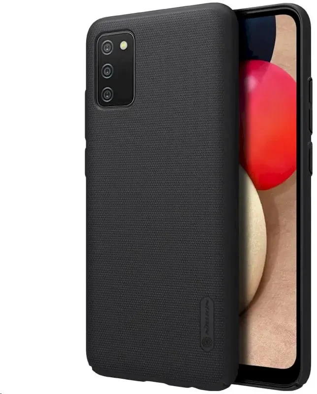 Dėklas Nillkin Super Frosted Shield reinskirtasced case cover skirtas Samsung Galaxy A02s EU juodos spalvos