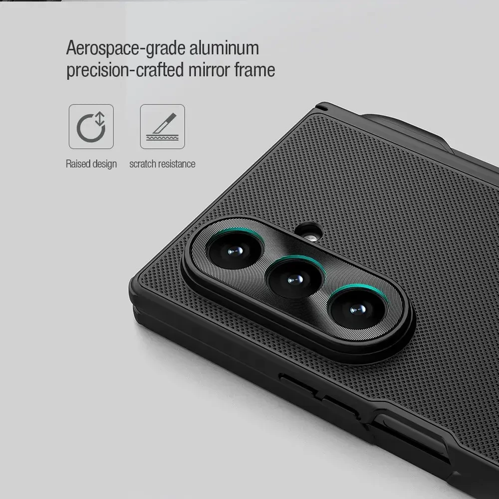 Nillkin Super Frosted FOLD Magnetic Pen Slot Back dėklas skirtas Samsung Galaxy Z Fold 7 juodos spalvos