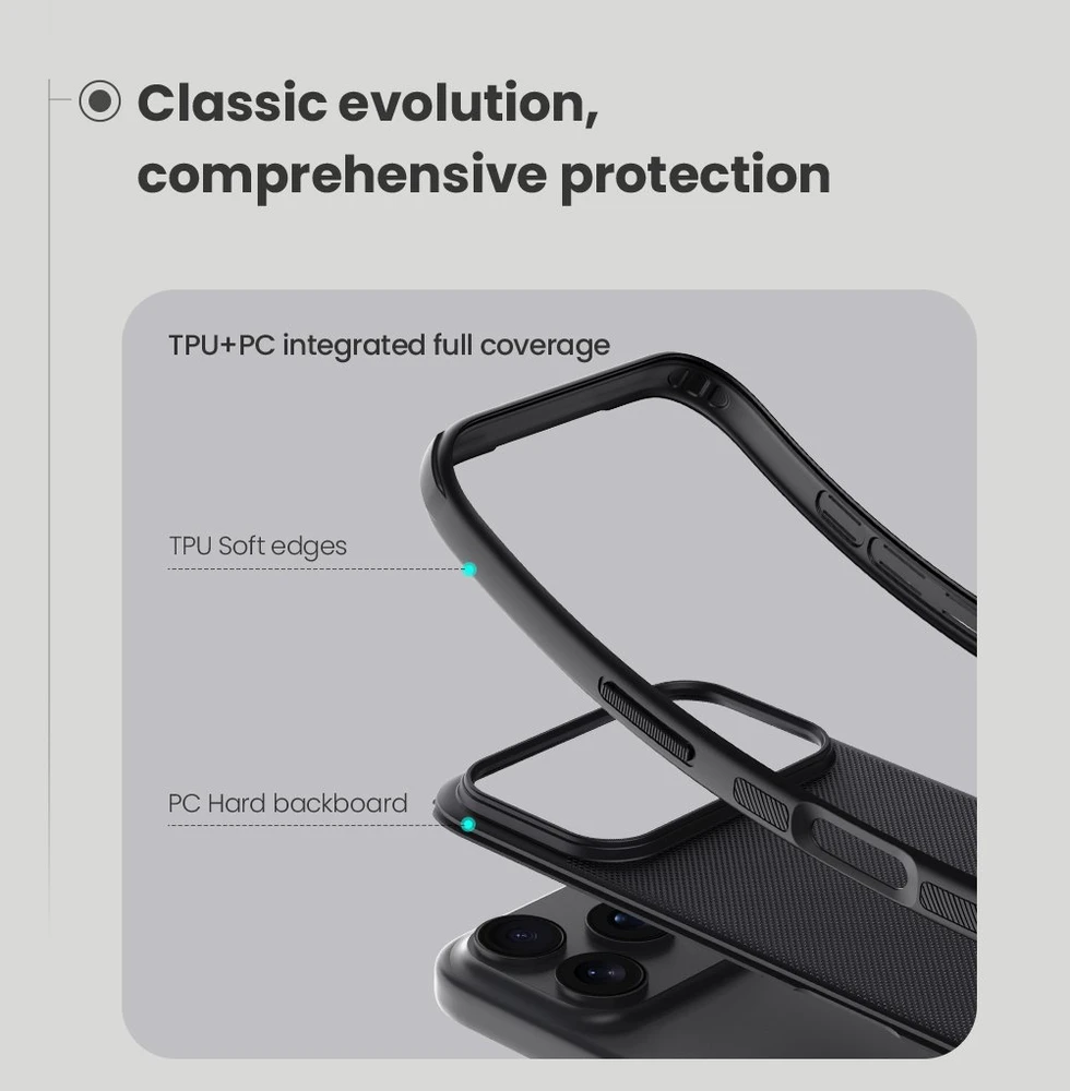 Nillkin Super Frosted PRO Back dėklas skirtas Apple iPhone 17 Pro Max juodos spalvos
