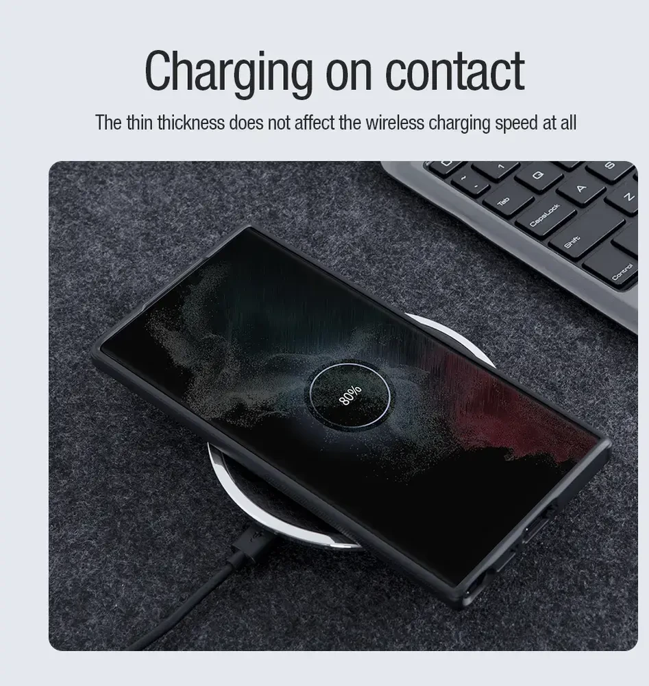 Nillkin „Super Frosted PRO“ magnetinio užnugarėlės telefonų dėklas „Samsung Galaxy S23 Ultra“ (S918) juodas