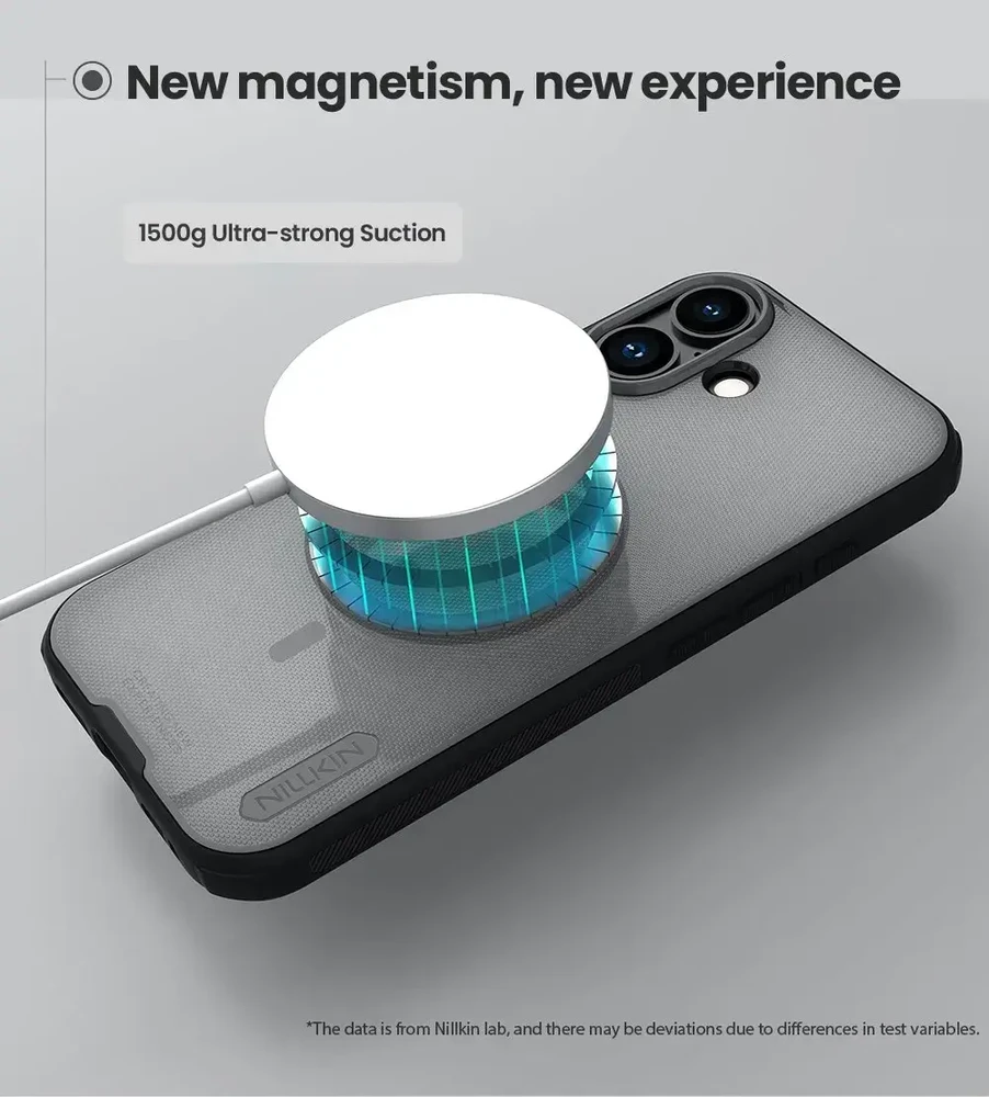 Dėklas Nillkin Super Frosted PRO Magnetic nugarėlė skirta iPhone 17 skaidrus juodos spalvos