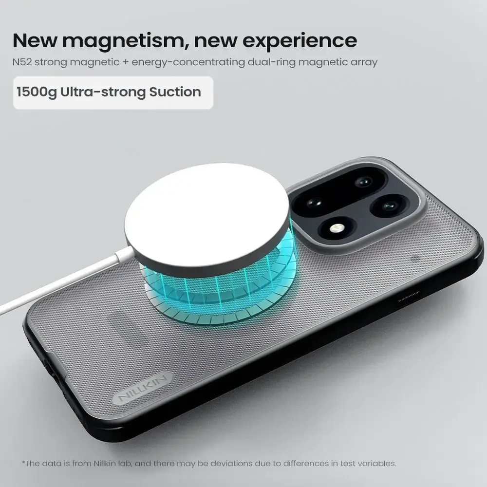 Nillkin Super Frosted PRO Magnetic Back dėklas skirtas OnePlus 15 Transparent juodos spalvos