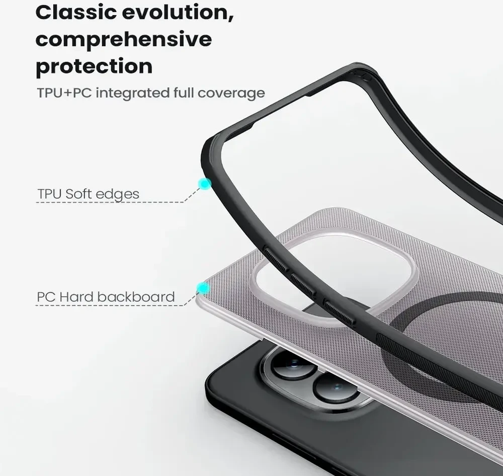 Nillkin Super Frosted PRO Magnetic Back dėklas skirtas Xiaomi Redmi Note 15 Pro+ 5G Transparent Juodas