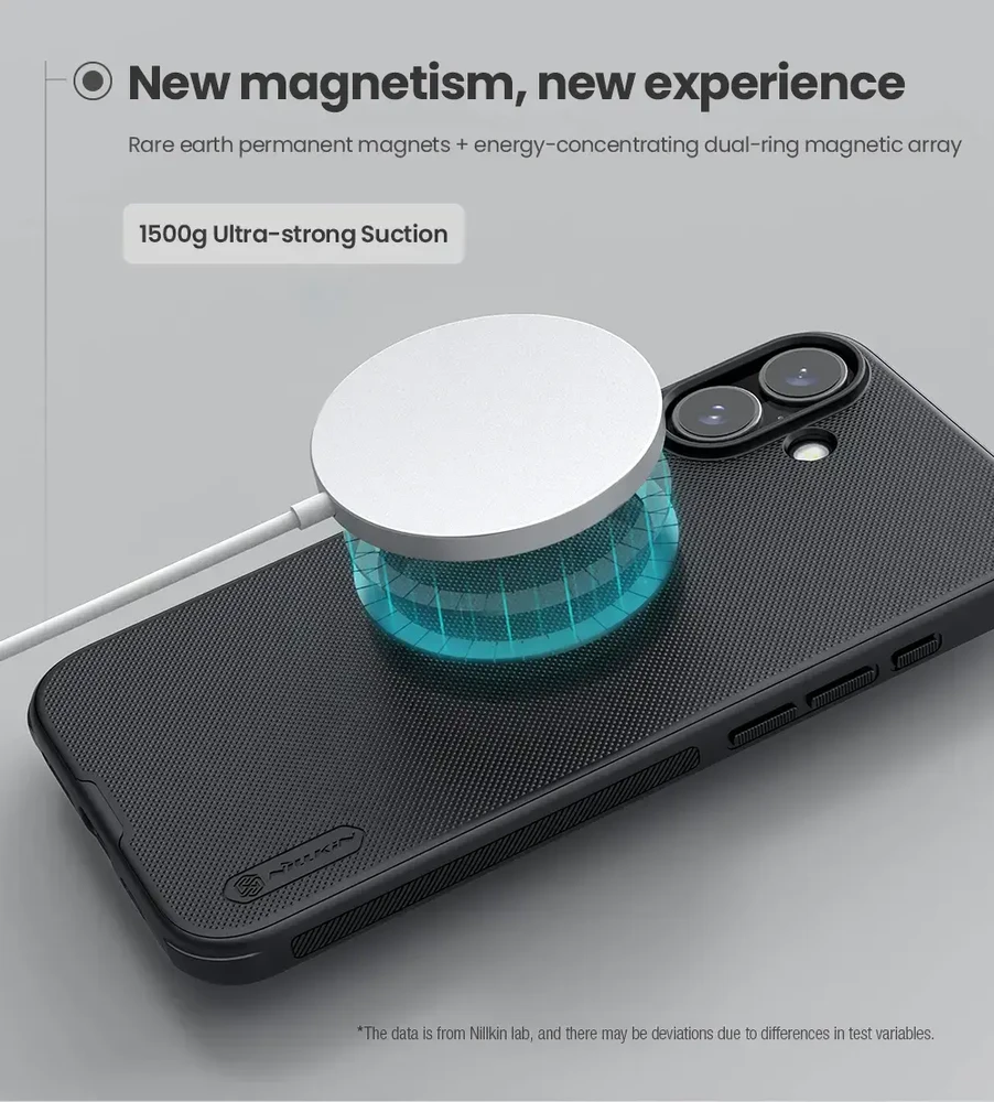 Nillkin Super Frosted PRO Magnetic Back Apple iPhone 16 Plus dėklas telefonui juodos spalvos
