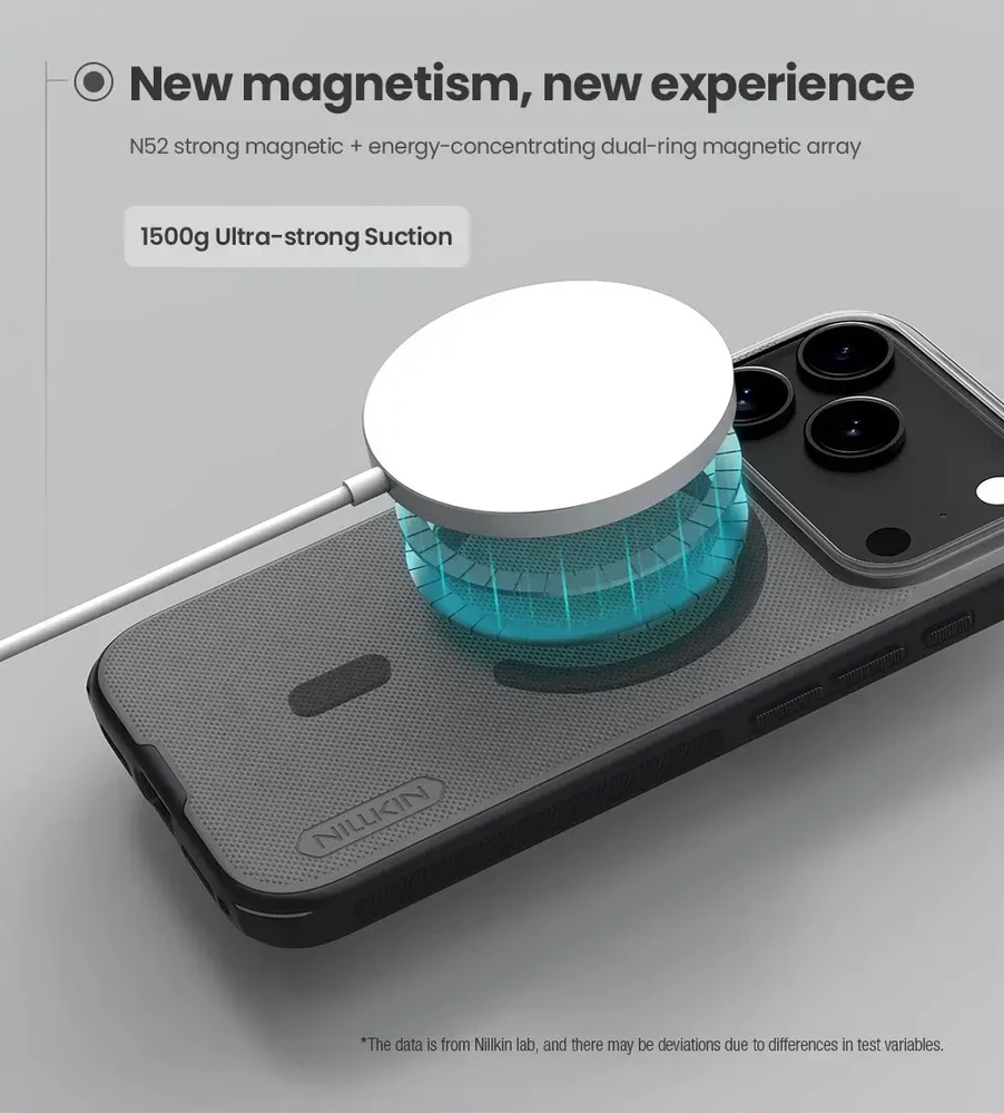 Nillkin Super Frosted Shield Pro Magnetic Dėklas skirtas Apple iPhone 17 Pro skaidrus juodos spalvos