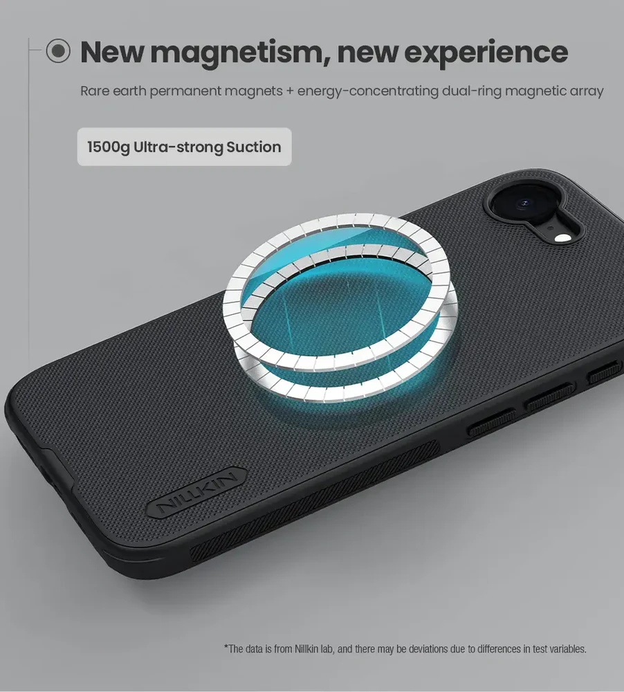 Nillkin Super Frosted PRO Magnetic Back dėklas skirtas Apple iPhone 16e juodos spalvos