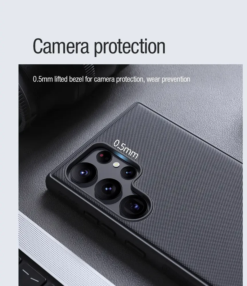 Nillkin „Super Frosted PRO“ magnetinio užnugarėlės telefonų dėklas „Samsung Galaxy S23 Ultra“ (S918) juodas