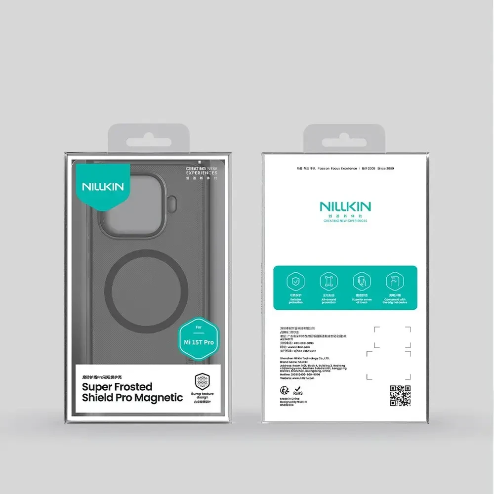 Nillkin Super Frosted PRO Magnetic Back dėklas skirtas Xiaomi 15T Pro Transparent juodos spalvos