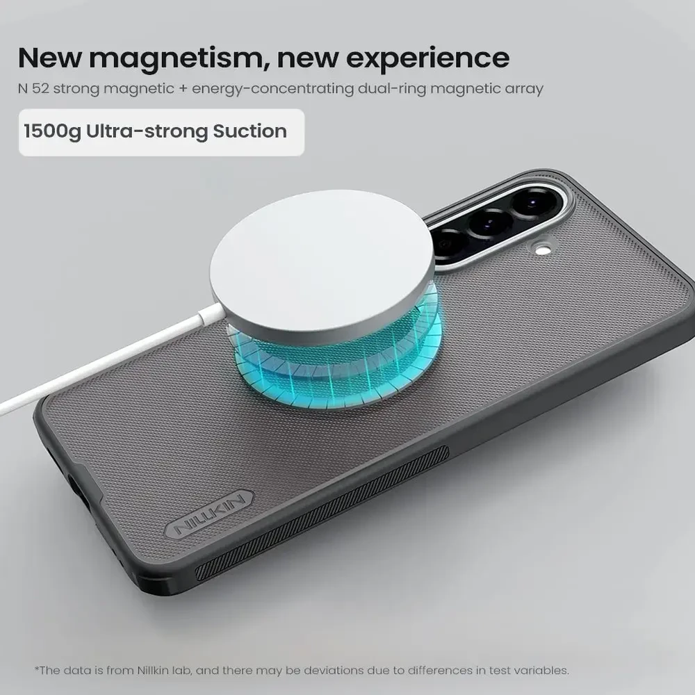 Nillkin Super Frosted PRO Magnetic Back dėklas skirtas Samsung Galaxy A57 skaidrus juodos spalvos