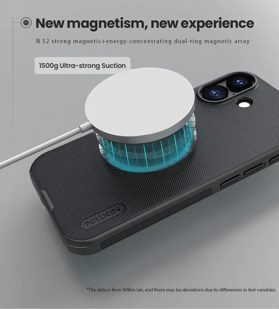 Nillkin Super Frosted PRO Magnetic Back dėklas skirtas Apple iPhone 17 juodos spalvos