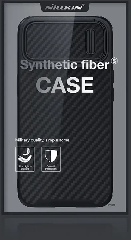 Nillkin Synthetic Fiber S Apple iPhone 14 with camera, dėklas telefonui juodos spalvos