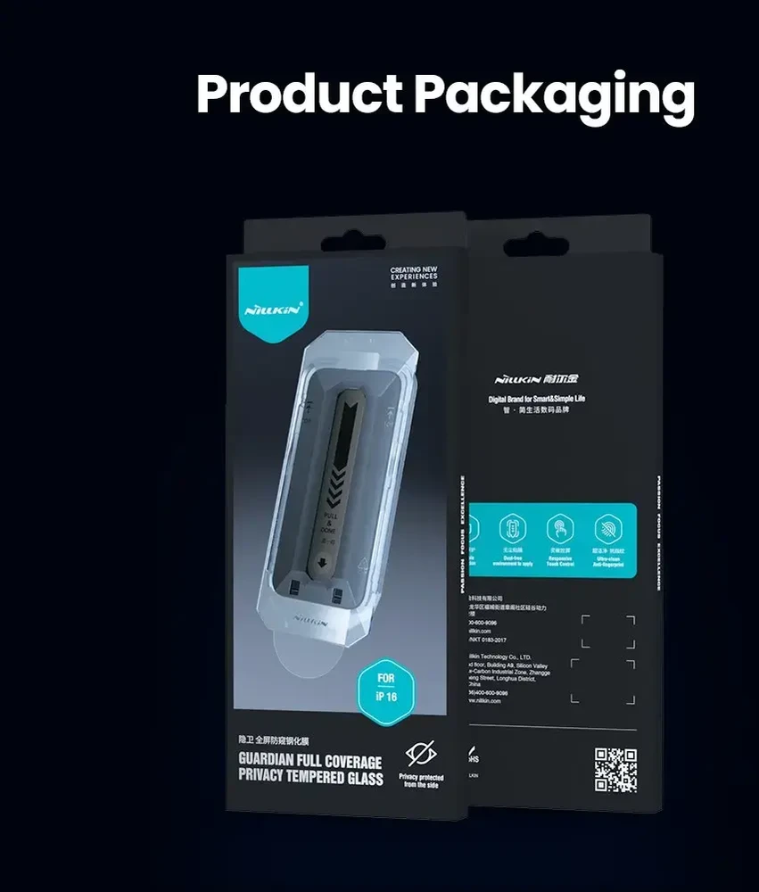 Nillkin Apsauginis stiklas 0.25mm Guardian 2.5D Apple iPhone 16 Juodas (with applicator)