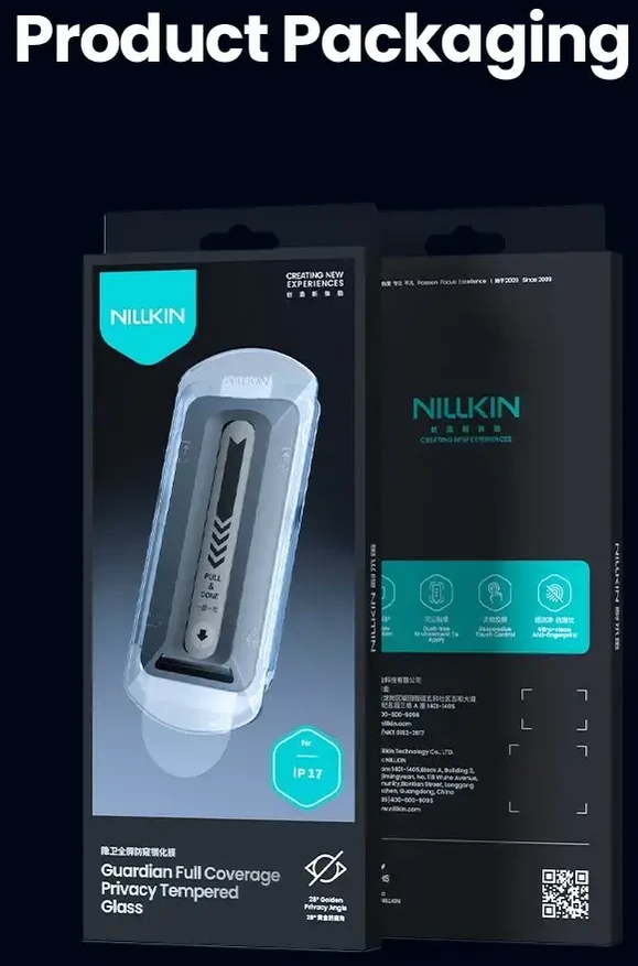 Nillkin Grūdintas stiklas 0,25 mm Guardian 2.5D skirtas Apple iPhone 17 juodas (su aplikatoriumi)