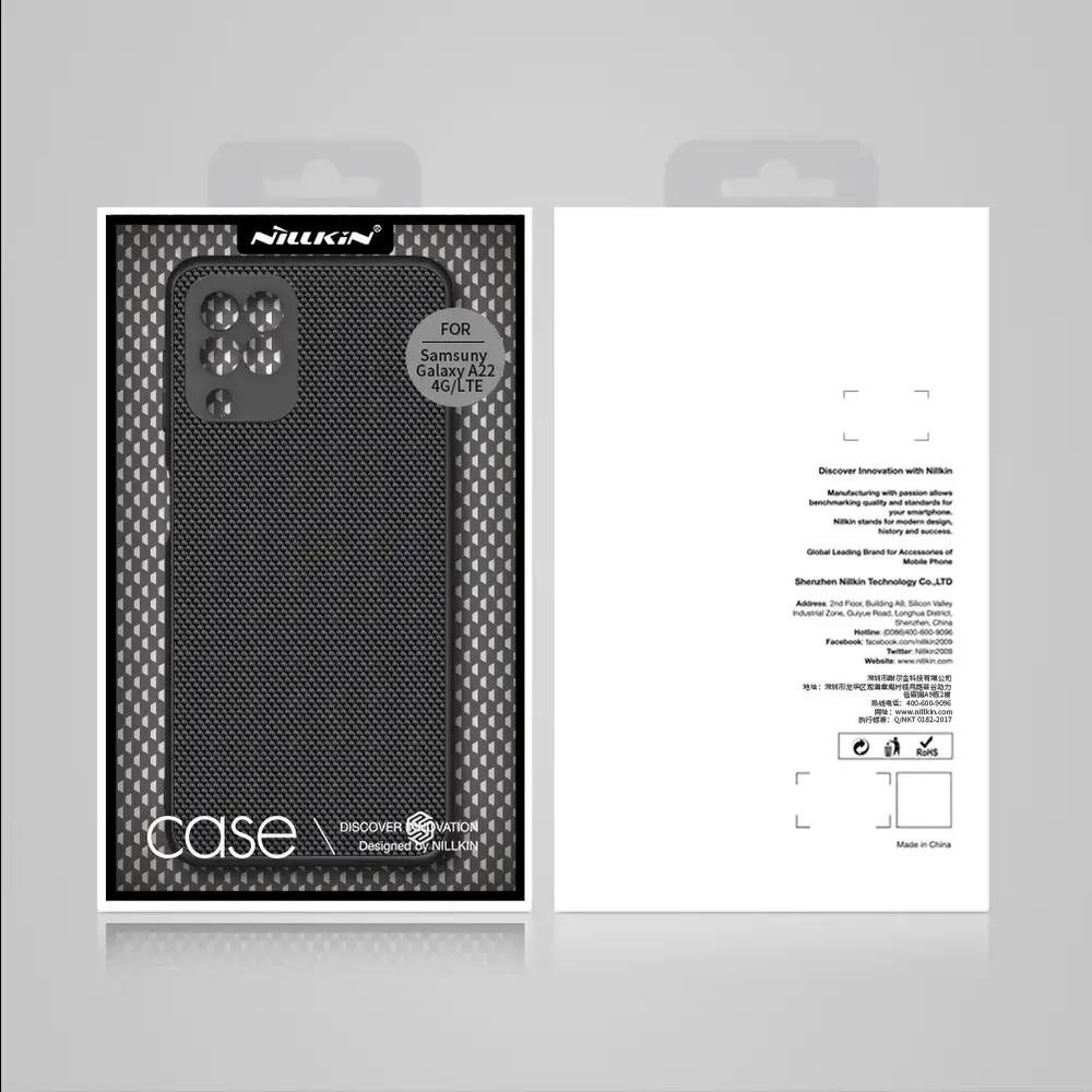 Nillkin Textured durable reinforced with gel frame and nylon back Samsung Galaxy A22 4G dėklas telefonui juodos spalvos