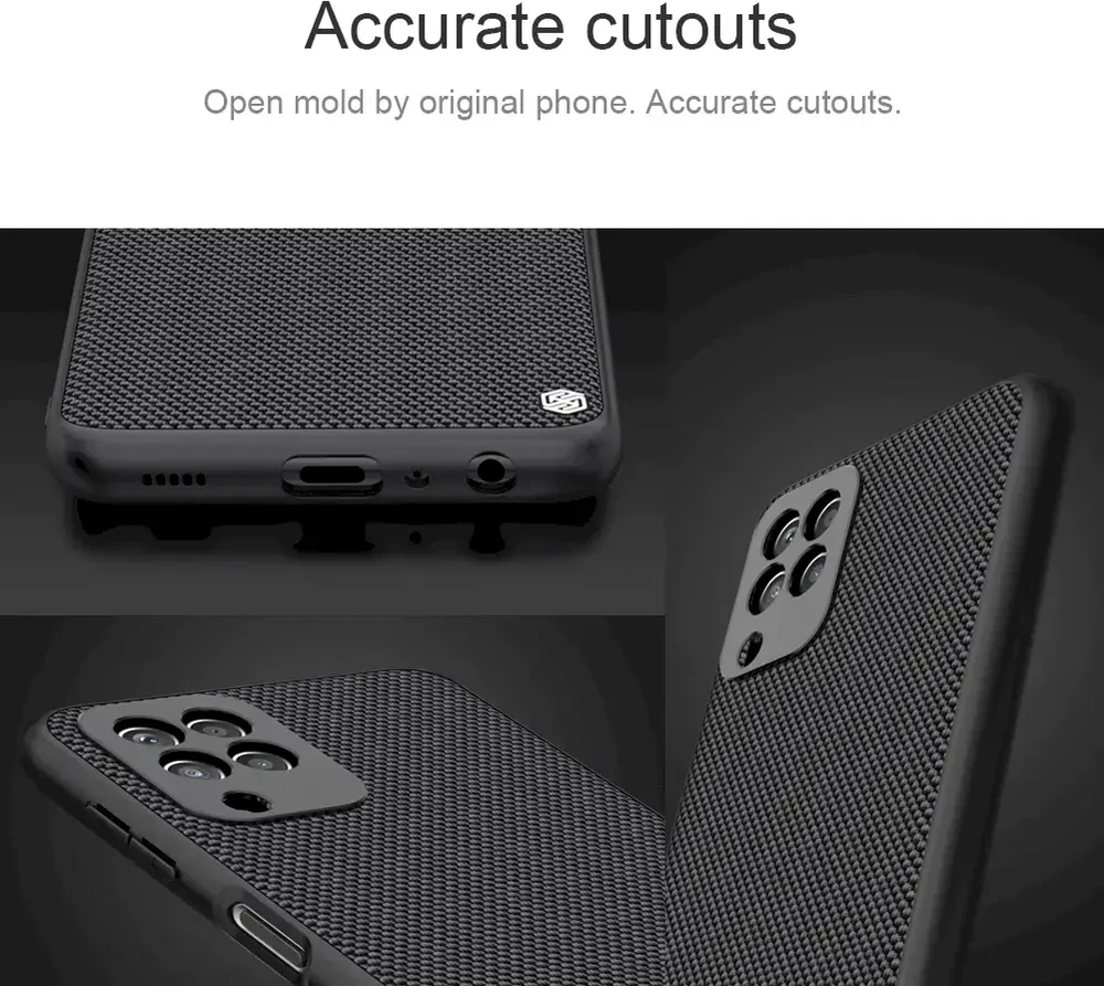 Nillkin Textured durable reinforced with gel frame and nylon back Samsung Galaxy A22 4G dėklas telefonui juodos spalvos