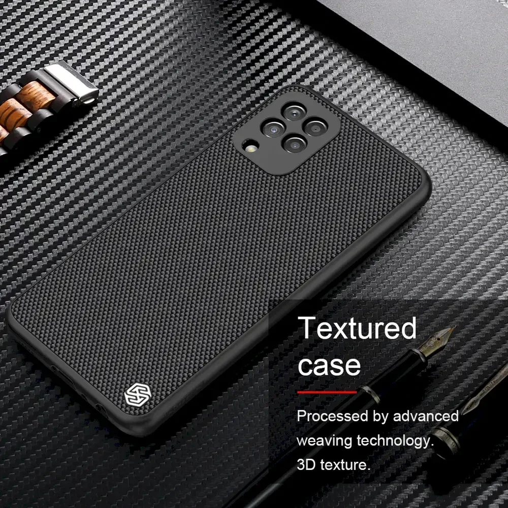 Nillkin Textured durable reinforced with gel frame and nylon back Samsung Galaxy A22 4G dėklas telefonui juodos spalvos