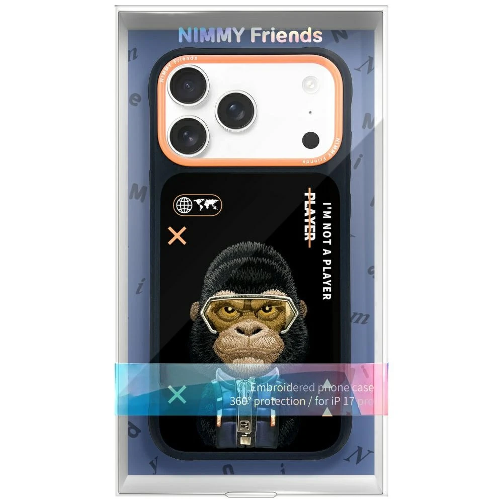 „Nimmy Cool&Cute 2.0 Gorilla“ dėklas, skirtas „iPhone 17 Pro“ - Juodas
