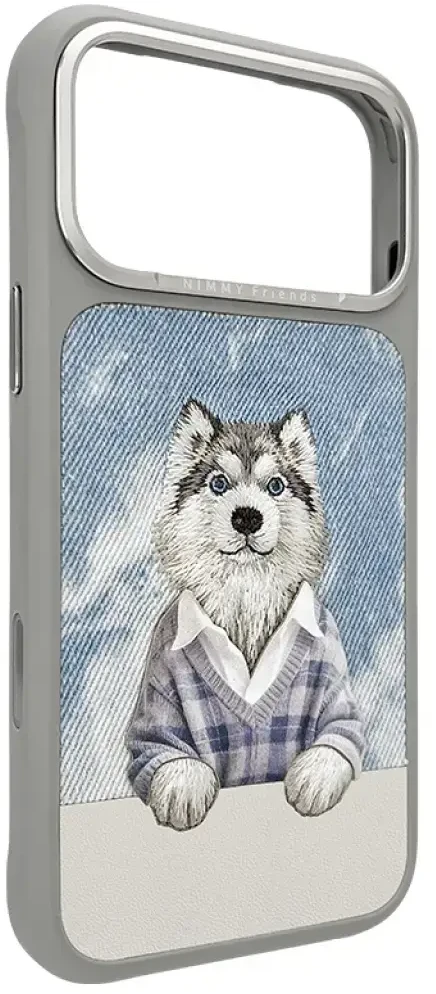 „Nimmy Gentle Pets“ serijos šunims skirtas „MagSafe“ dėklas, skirtas „iPhone 17 Pro Max“ – pilka