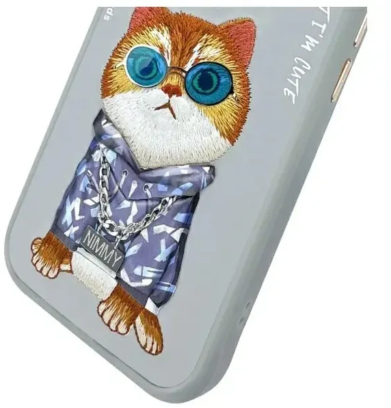 Nimmy Apple iPhone 15 6.1" dėklas telefonui pilkos spalvos Glasses Cool Cat