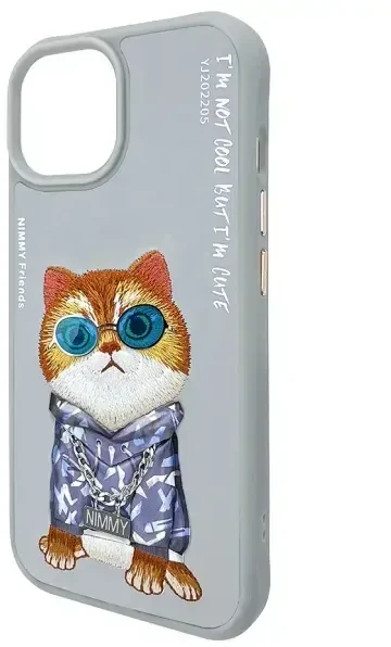 Nimmy Apple iPhone 15 6.1" dėklas telefonui pilkos spalvos Glasses Cool Cat