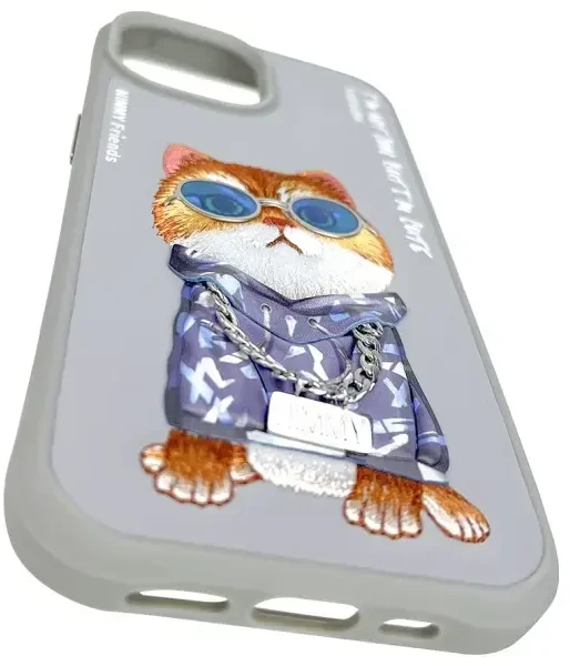 Nimmy Apple iPhone 15 6.1" dėklas telefonui pilkos spalvos Glasses Cool Cat