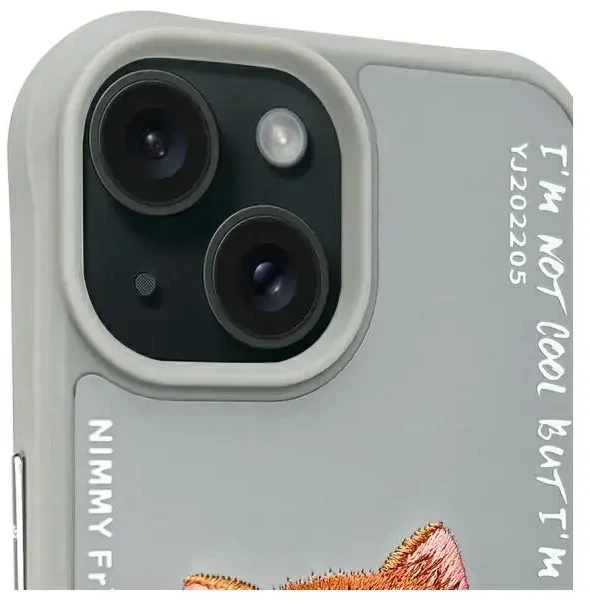 Nimmy Apple iPhone 15 6.1" dėklas telefonui pilkos spalvos Glasses Cool Cat