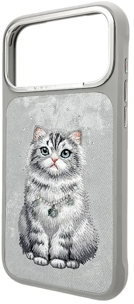 „Nimmy Lucky Fashion Cat“ „MagSafe“ dėklas, skirtas „iPhone 17 Pro“ – pilka