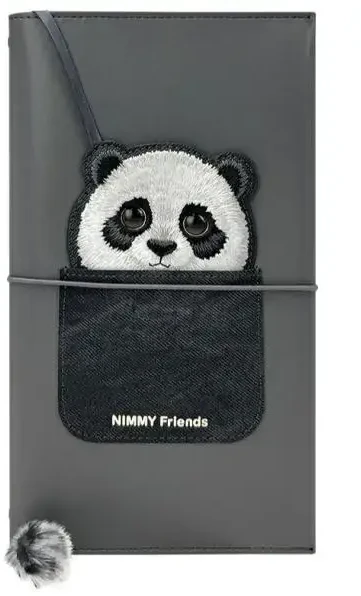Nimmy rinkinys 2in1 užrašų knygelė + rašiklis juodos spalvos Big Eyed Pet 2.0 Panda