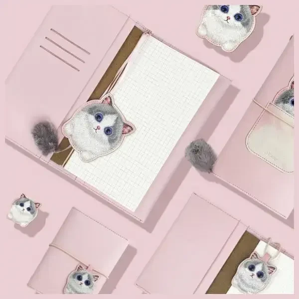 Nimmy rinkinys 2in1 užrašų knygelė + rašiklis rožinės spalvos Big Eyed Pet 2.0 Cat