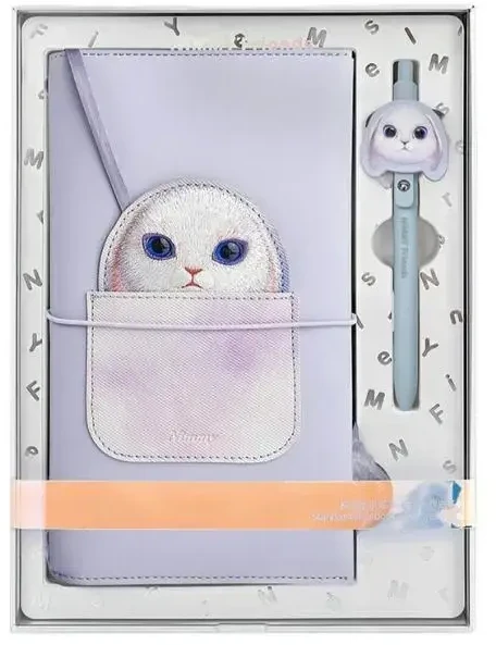 Nimmy rinkinys 2in1 užrašų knygelė + rašiklis violetinės spalvos Big Eyed Pet 2.0 Rabbit