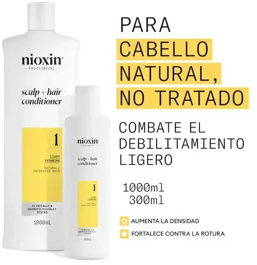 Nioxin Sistema 1 - Acondicionador - Cabello Natural Con Debilitamiento Leve, 300 ml
