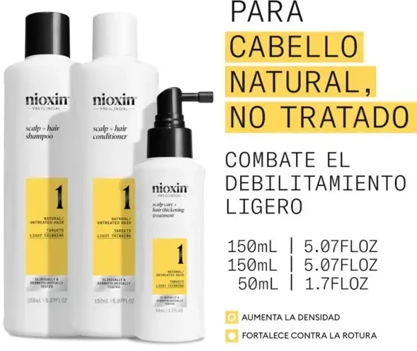 Nioxin Sistema 1 – Kit - Tratamiento Para Cabello Natural Con Debilitamiento Leve 3 U
