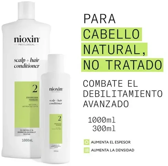 Nioxin Sistema 2 - Acondicionador - Cabello Natural Con Debilitamiento Avanzado, 1000 ml