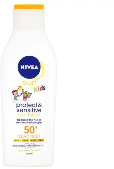 Nivea Vaikų losjonas nuo saulės SPF 50+ Sun Kids (Pure - jautrus losjonas nuo saulės) 200 ml