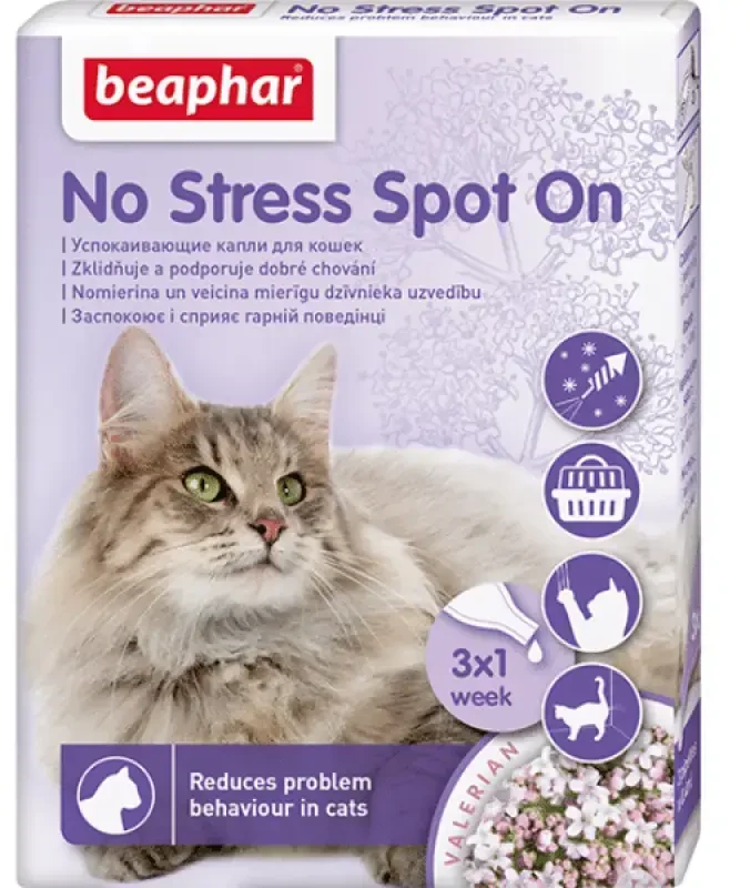 Nomierinošs līdzeklis kaķiem : Beaphar No Stress spot on cat (3pip.)