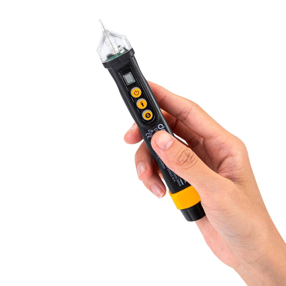Bekontaktis įtampos indikatorius Deli Tools EDL8011, 12 / 48-1000V AC geltonas