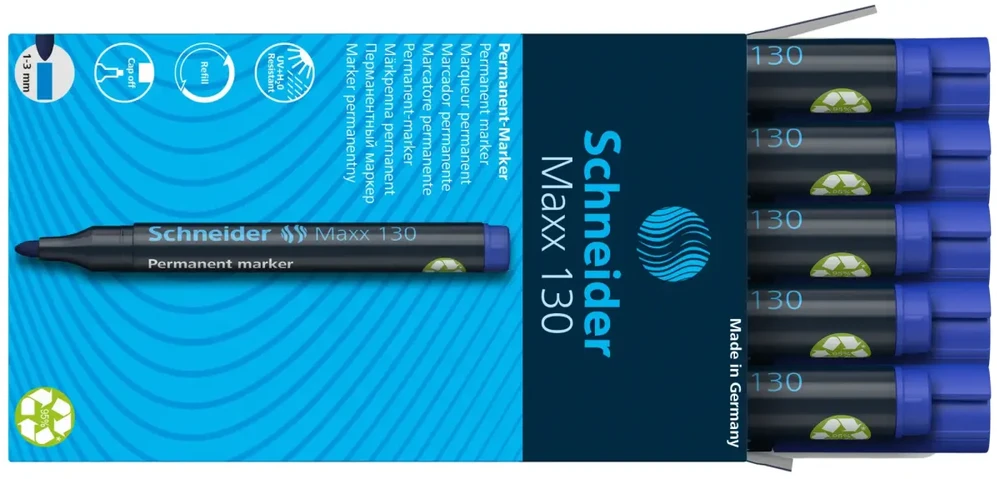 Žymeklis permanentinis Schneider Maxx 130, 1-3 mm, apvali galvutė, mėlynas 1213-020