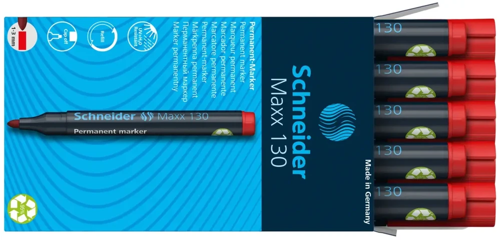 Žymeklis permanentinis Schneider Maxx 130, 1-3 mm, apvali galvutė, raudonas 1213-019