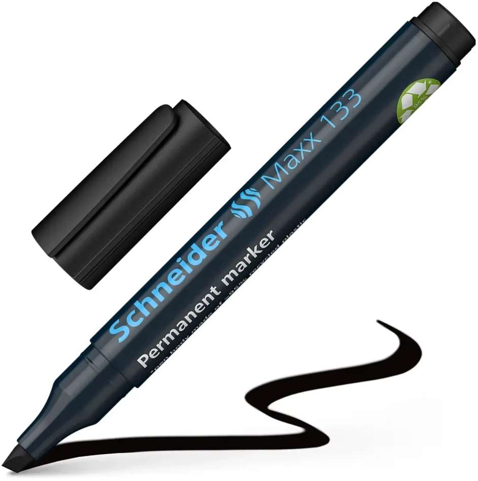 Žymeklis permanentinis Schneider Maxx 133, 1-4 mm, kirsta galvutė, juodas 1213-022