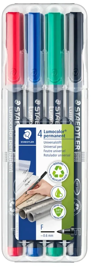 Staedtler Foliopisy Lumocolor F 0,6mm dėklas 4vnt. (ST1140)