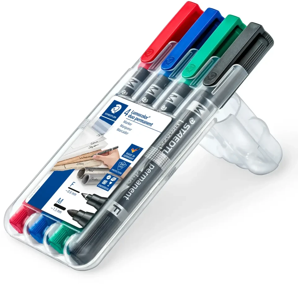 Staedtler STAEDTLER Perm.Marker Lumocolor duo 4St Box