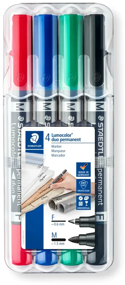 Staedtler STAEDTLER Perm.Marker Lumocolor duo 4St Box