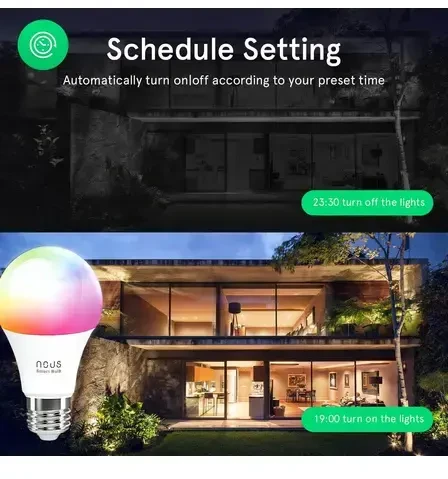 Lemputė LED E27, 230V, 9W, 810lm, 2700K - 6500K, RGB, išmanioji Wi-Fi, valdoma programėle, TUYA / Smart Life, P3, NOUS