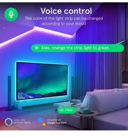 LED juostos komplektas su Wi-Fi valdikliu ir maitinimo šaltiniu, RGB, 5m, 24W, TUYA / Smart Life, NOUS