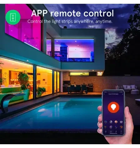LED juostos komplektas su Wi-Fi valdikliu ir maitinimo šaltiniu, RGB, 5m, 24W, TUYA / Smart Life, NOUS